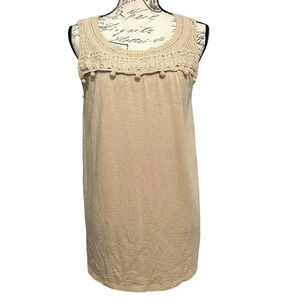 J. Jill Modal Blend Crochet Neckline Sleeveless Tunic Tank Top Sz Medium